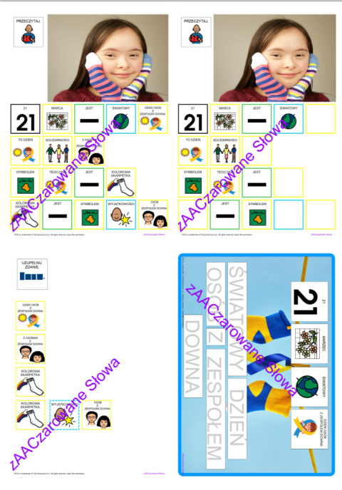 "ŚWIATOWY DZIEŃ OSÓB Z ZESPOŁEM DOWNA" - DZIEŃ KOLOROWEJ SKARPETKI AAC, SYMBOLE PCS