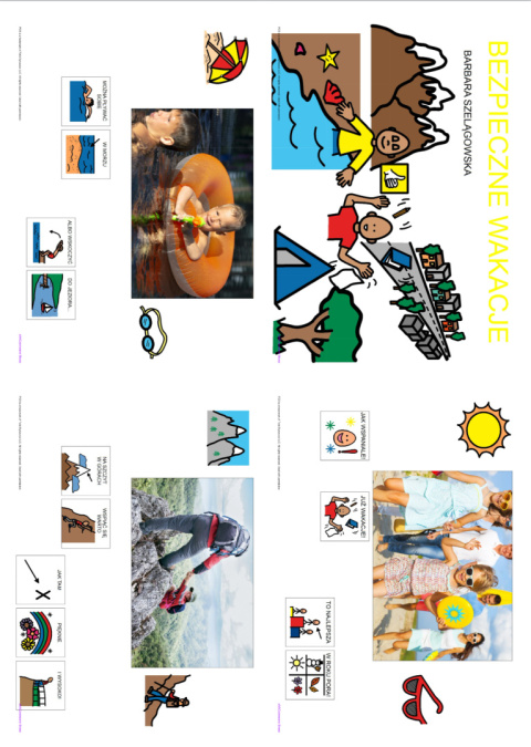 BEZPIECZNE WAKACJE - CAŁY PAKIET, KARTY PRACY AAC, SYMBOLE PCS